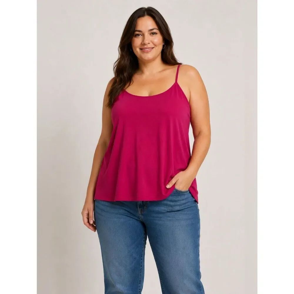 Faded Glory Pink Women’s Spaghetti Straps Top Size 2X(18W-20W) Fushsia